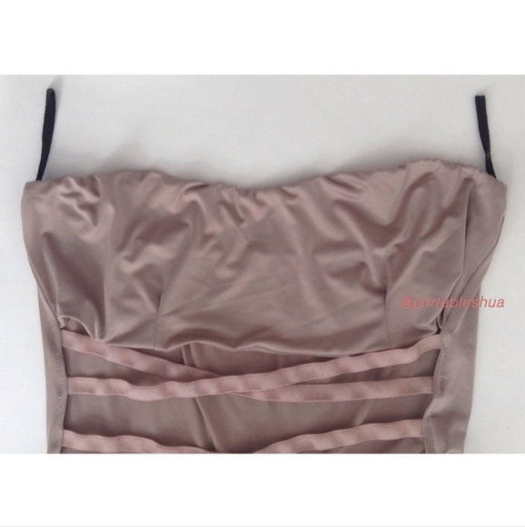 NWOT - Mocha Strapless Strappy Cut Out Romper - Picture 5 of 9